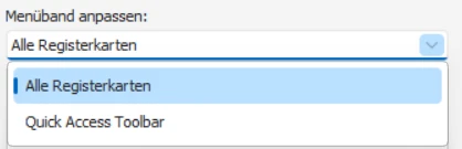 cobra Menueband Registerkarten Quick Access Toolbar