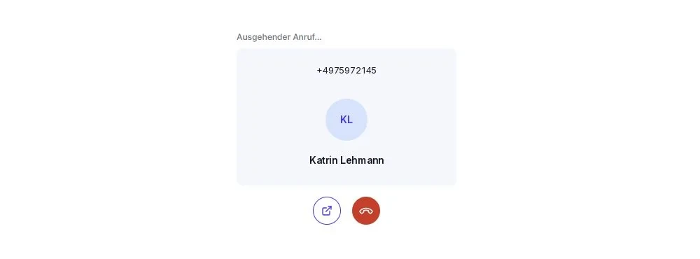 cobra CRM Cloud Gesprächsfenster ausgehender Anruf