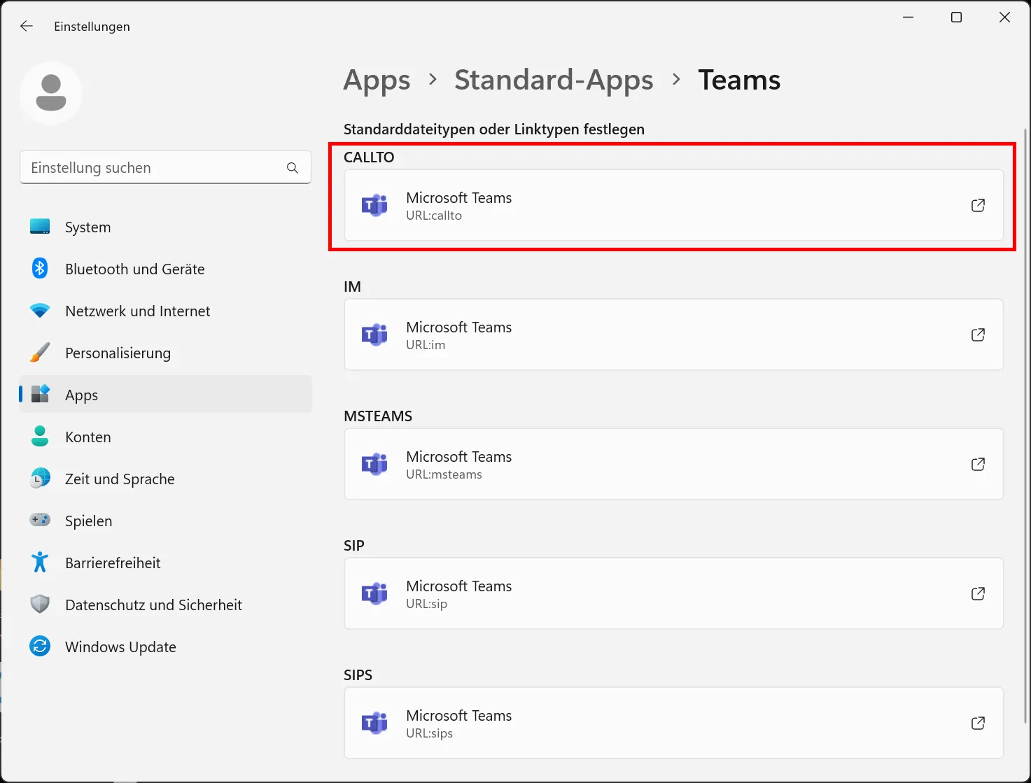 CallTo Windows Standard-Apps Teams